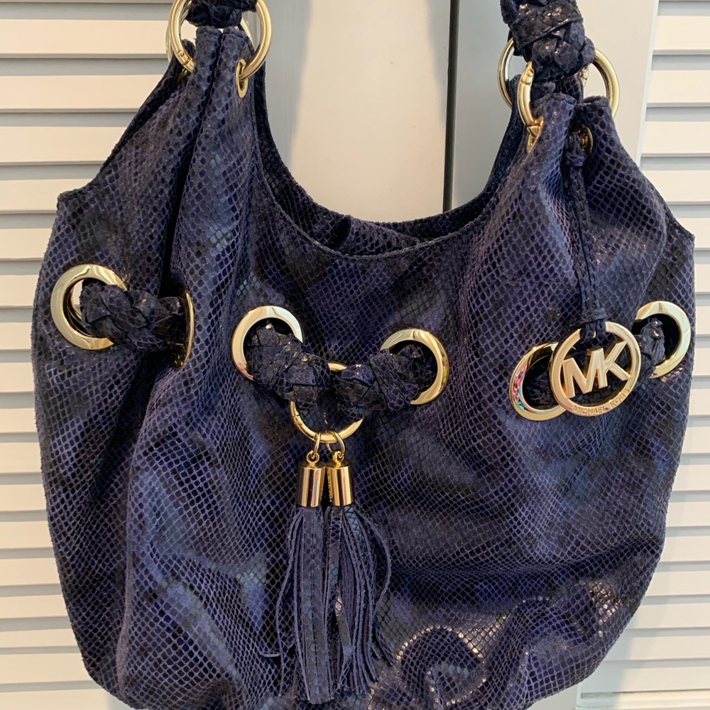 Michael Kors Python-Embossed Leather Tassel Hobo - Picture 3 of 13